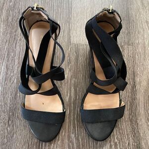 Liz Claiborne Black Elastic Strap Wedges Women's Size 7.5​